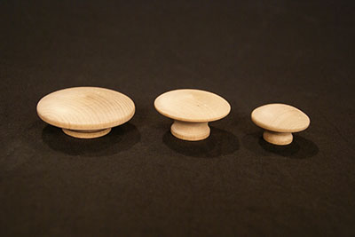 Three Different Sized Wood Knobs